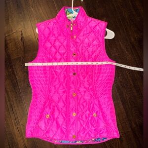 Lilly Pulitzer Pink Quilted Vest with Patterned Lining
